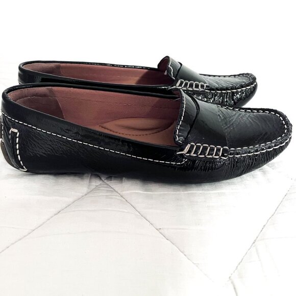 Clarks Dunbar Grandby Black Patent Leather Driving Loafers Size 7.5 - Picture 4 of 9